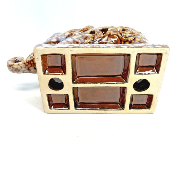 Ceramic Elephant Figurine Brown Tone Multi-color 8.5" X 5.5" Tall Decor - Picture 6 of 6